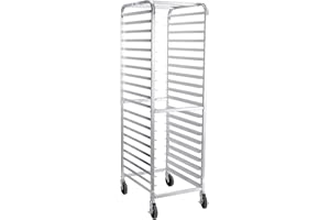 Profeeshaw Bun Pan Bakery Rack 20 Tier with Wheels, Aluminum Racking Trolley Storage for Half or Full Sheets