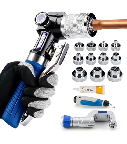7-Piece Tube Expander Tool Kit With Pipe Cutter - HVAC & Plumbing Copper Pipe Swaging Set