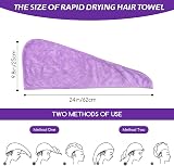 Jsdoin 3 Pack Microfiber Hair Towel Wrap Button Super Quick Absorbent view 6