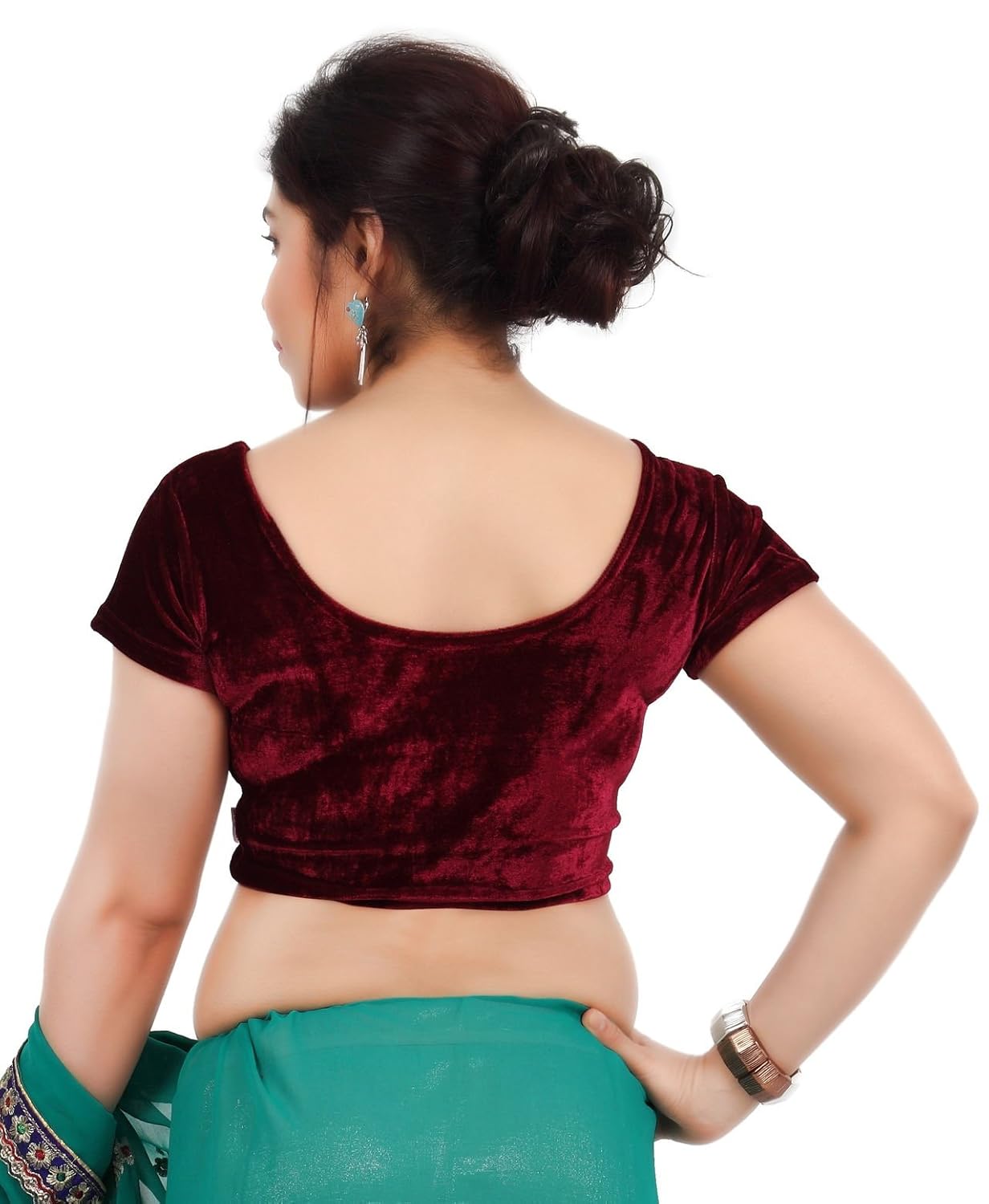 louis fashion velvet fabric women blouse (2074-bl-maroon02)