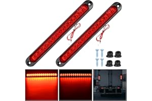 Nilight 2PCS 10Inch 15 LED Red Trailer Light Bar for Park Stop Turn Tail Brake Lights IP67 Waterproof Marker ID Clearance Str