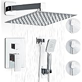 LCEVCGK Shower System, Shower Faucet Set Complete Square Rain Shower Combo Set with 8 inch Rainfall Shower Head System Bathroom Wall Mounted 3-Setting Handheld Shower,Chrome