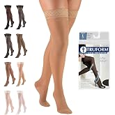 Truform Sheer Compression Stockings, 15-20 mmHg, Women's Thigh High Length, 20 Denier, Beige, Medium