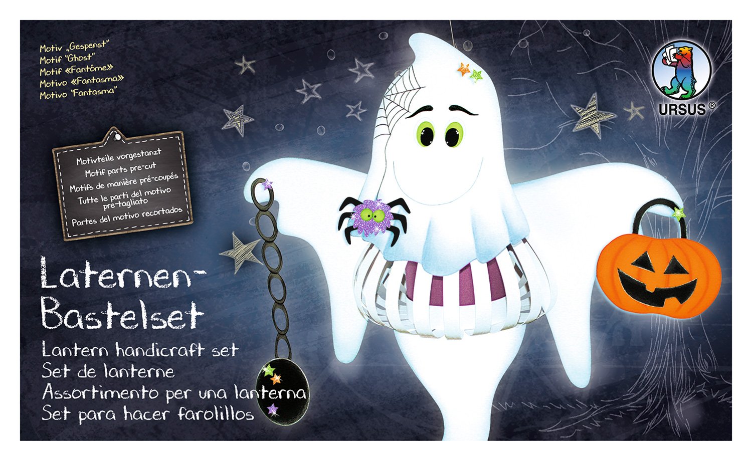 Ursus 18720011F - Lantern Craft Set Ghost Set for Making a Lantern for Children, Includes Craft Instructions (English language not guaranteed), Ideal for the Next Lantern Run