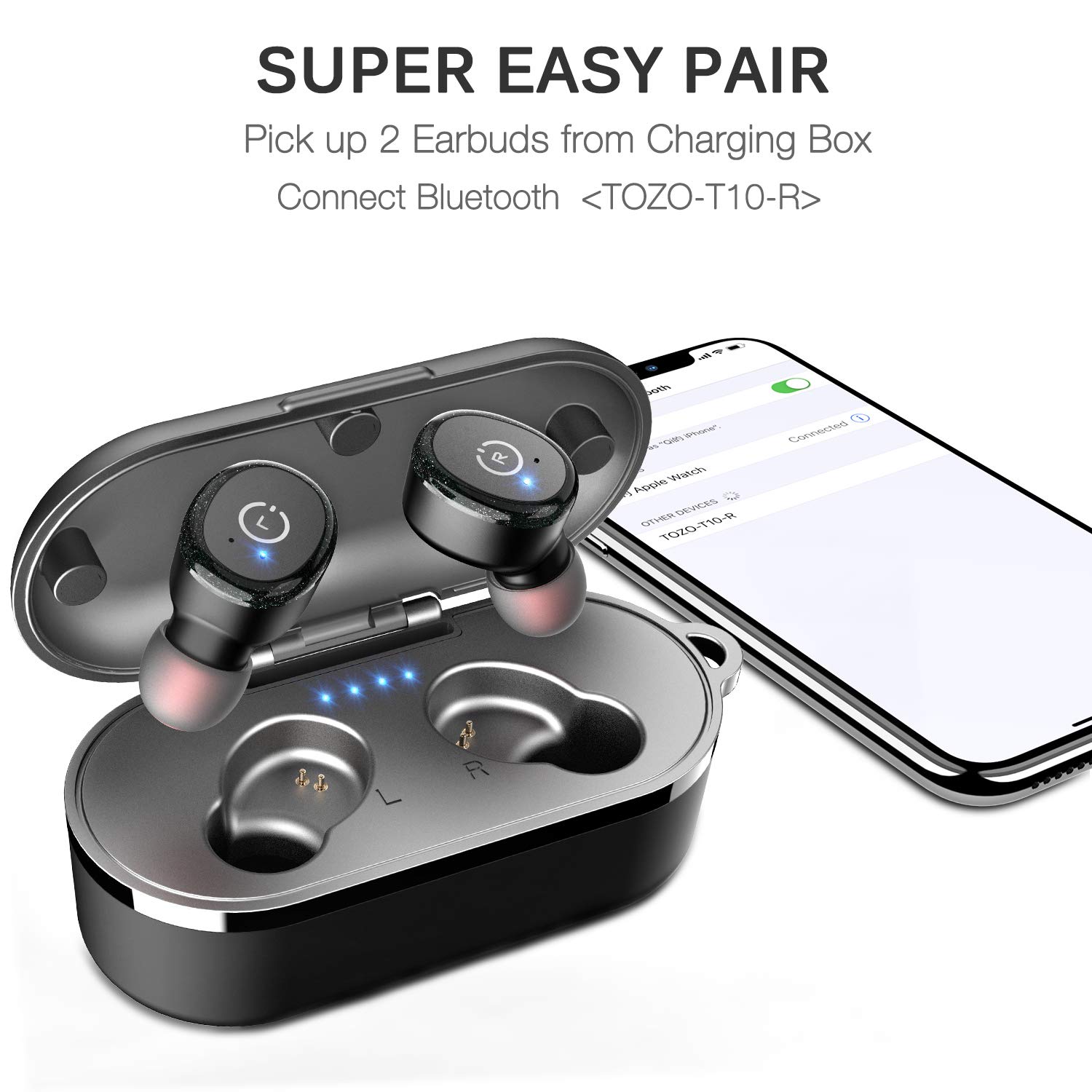 TOZO T10 Bluetooth 5.0 Wireless Earbuds with Wireless Charging Case