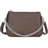 ALEX&MIA Crossbody Bag for Women - Medium Vegan Leather Handbag with Multiple Zippered Pockets, Two-Strap Design