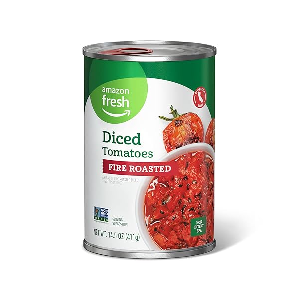 AMAZON FRESH, FIRE ROASTED DICED CANNED TOMATOES, 14.5...