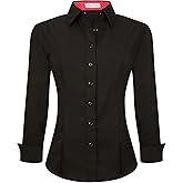 Alex Vando Womens Dress Shirts Wrinkle Free Regular Fit Long Sleeve Stretch Work Shirt