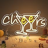 WX&YH Cheers Neon Sign - Cocktails Bar Led Sign 10 Dimmable Cheers Neon Signs for Wall Decor, Cocktails Glass Neon Lights Signs for Home Pub Party Club Restaurant Shop Bar Lights Decor Gifts