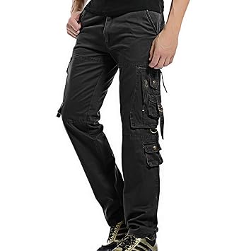 AYG Cargohose Herren Army Militär Hose Männer Lang Freizeit Cargo Hosen 28-42