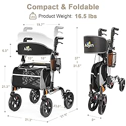 Walkers for Seniors, Rollator Walker with Seat, 350