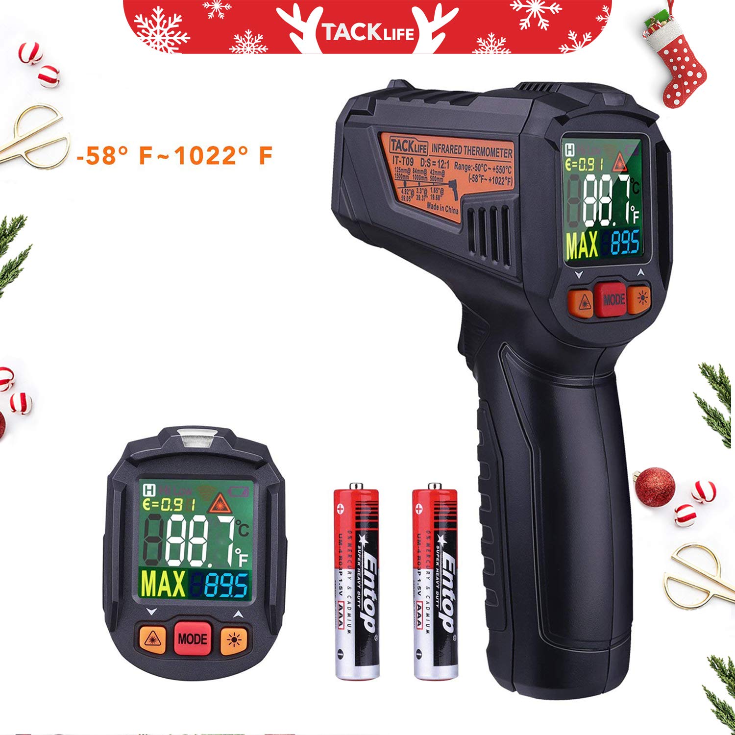 Infrared Thermometer, Tacklife 58℉1022℉(50℃550℃) NonContact Laser