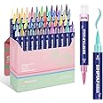 Arrtx Top Valve Action Marker Pen, 48 Colors Simptap Acrylic Paint Pens, Water Based Paint Markers for Stone, Glass, Extra Brush Tip