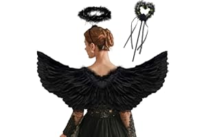 Goenb Angel Wings, Angel Wings and Halo for Women Adult Christmas Halloween Fancy Dress Costume