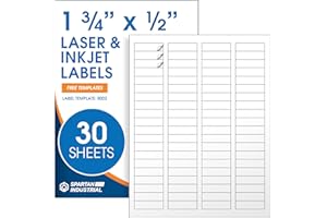 1 3/4" X 1/2" Matte White Return Address Labels Compatible with Inkjet and Laser Printers - 30 Sheets, 2400 Small Printable S