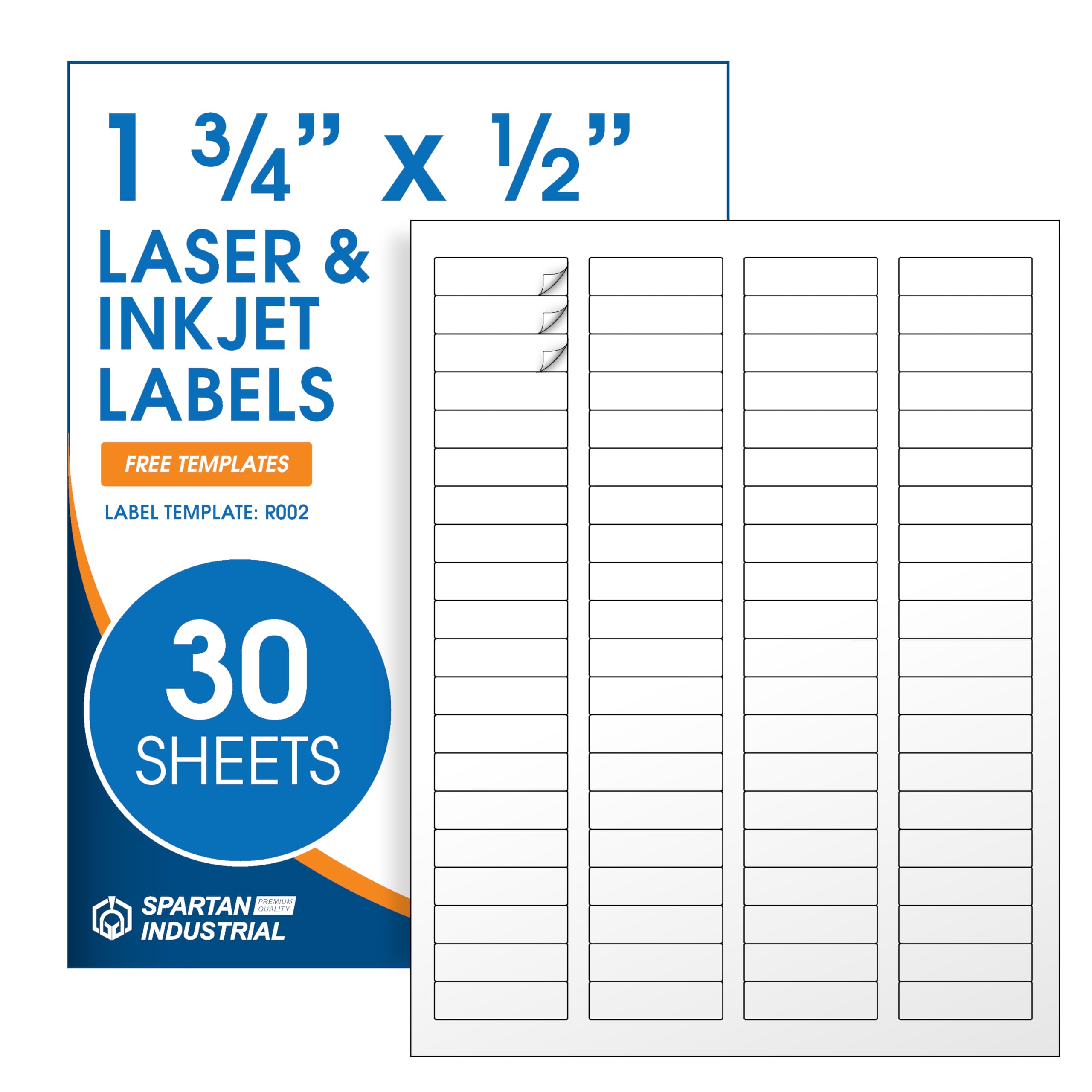 Photo 1 of 1 3/4" X 1/2" Matte White Return Address Labels Compatible with Inkjet and Laser Printers - 30 Sheets, 2400 Small Printable Stickers for Mailing and Barcodes - Spartan Industrial Template R002