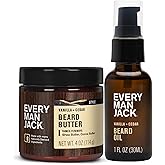 Every Man Jack Beard Oil & Beard Butter Bundle - Vanilla + Cedar Scent - Rejuvenates, Hydrates & Styles Dry Beards - Naturally Derived with Cocoa Butter and Shea Butter