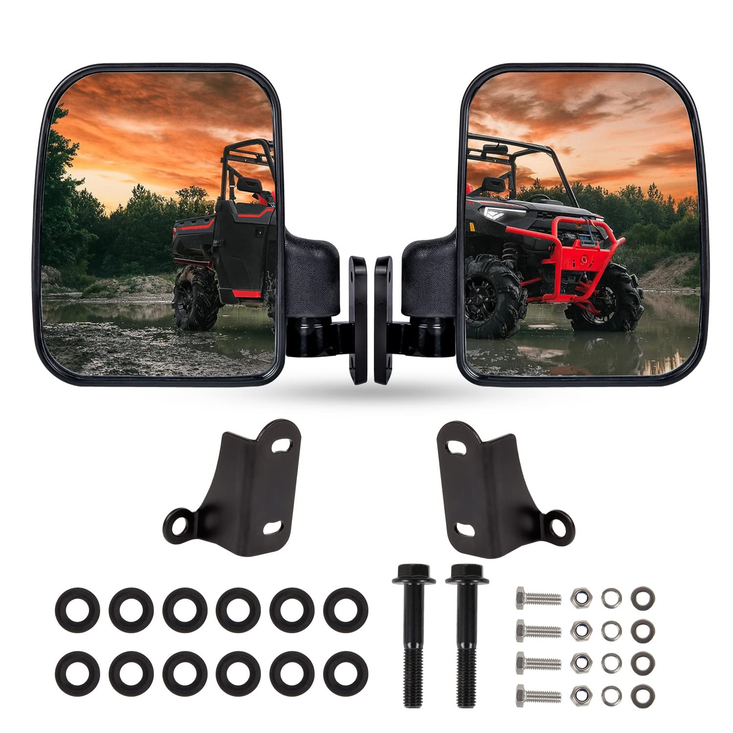 Photo 1 of UTV Rear View Side Mirror Compatible with Polaris Ranger XP 1000, Ranger Crew XP 1000 2018 2019 2020 2021 2022 2023 2024 2025 (Fit For Factory Doors Installed)
