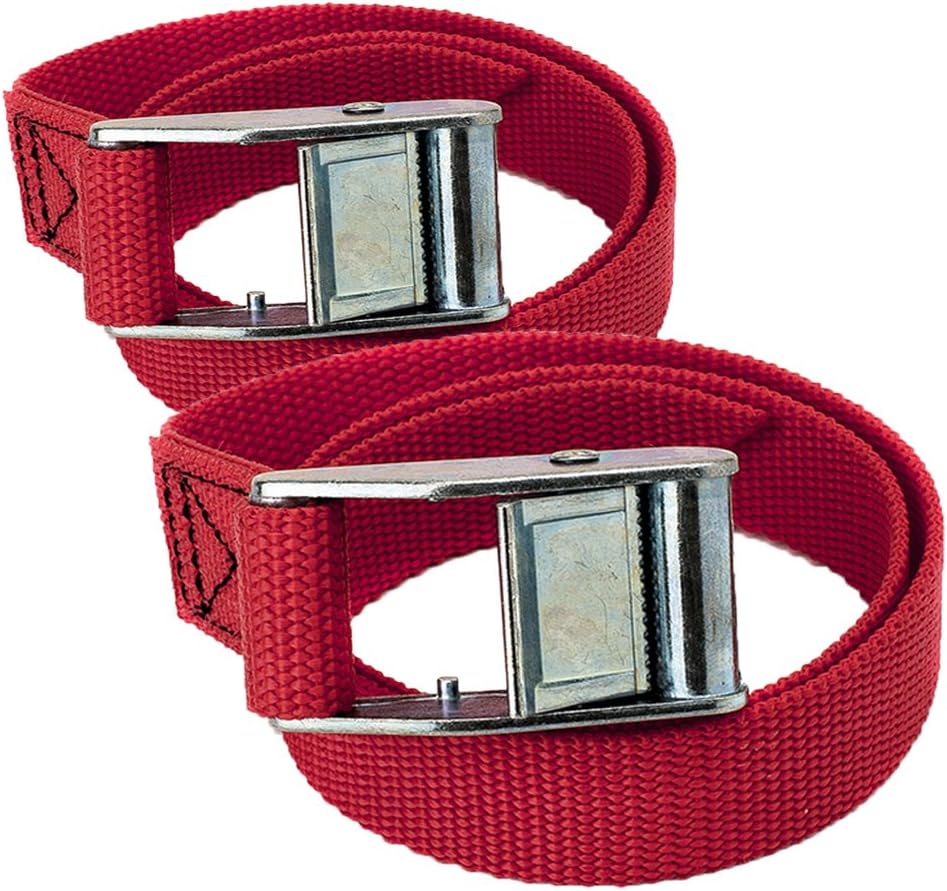 Multi-Purpose Cargo Lashing Straps Tie Down Straps availabel in 6 Different Colors (Red,Yellow,Green,Purple,Blue and Black) and Length 8 Foot - 2 pk (8 Foot, Red)