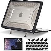 Batianda Extreme Duty Case for MacBook Air 13 inch 2020 2019 A2337 M1 A2179 A1932 Model - Anti-Slip Rubberized Stand (Holds 25lbs) & Honeycomb Exoskeleton - Max Cooling & Stability -Heavy Duty Black