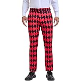 Lars Amadeus Men's Casual Geometric Printed Color Block Flat Front Dress Pants