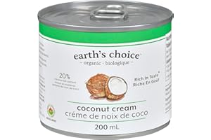 Earth's Choice - Organic Coconut Cream, 20% Fat, Non GMO, Vegan, Paleo, Keto Friendly, BPA Free, 12 Count of 200ml