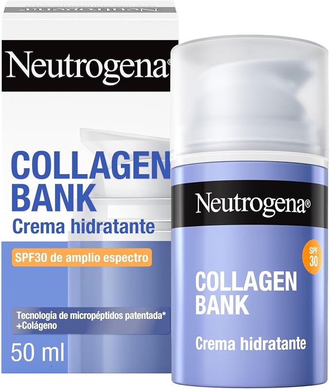 Collagen Bank Creme hidratante facial SPF30 (1 x 50 ml), creme solar anti-idade que preserva o colagénio, para pele mais suave, adequado para rosto e pescoço