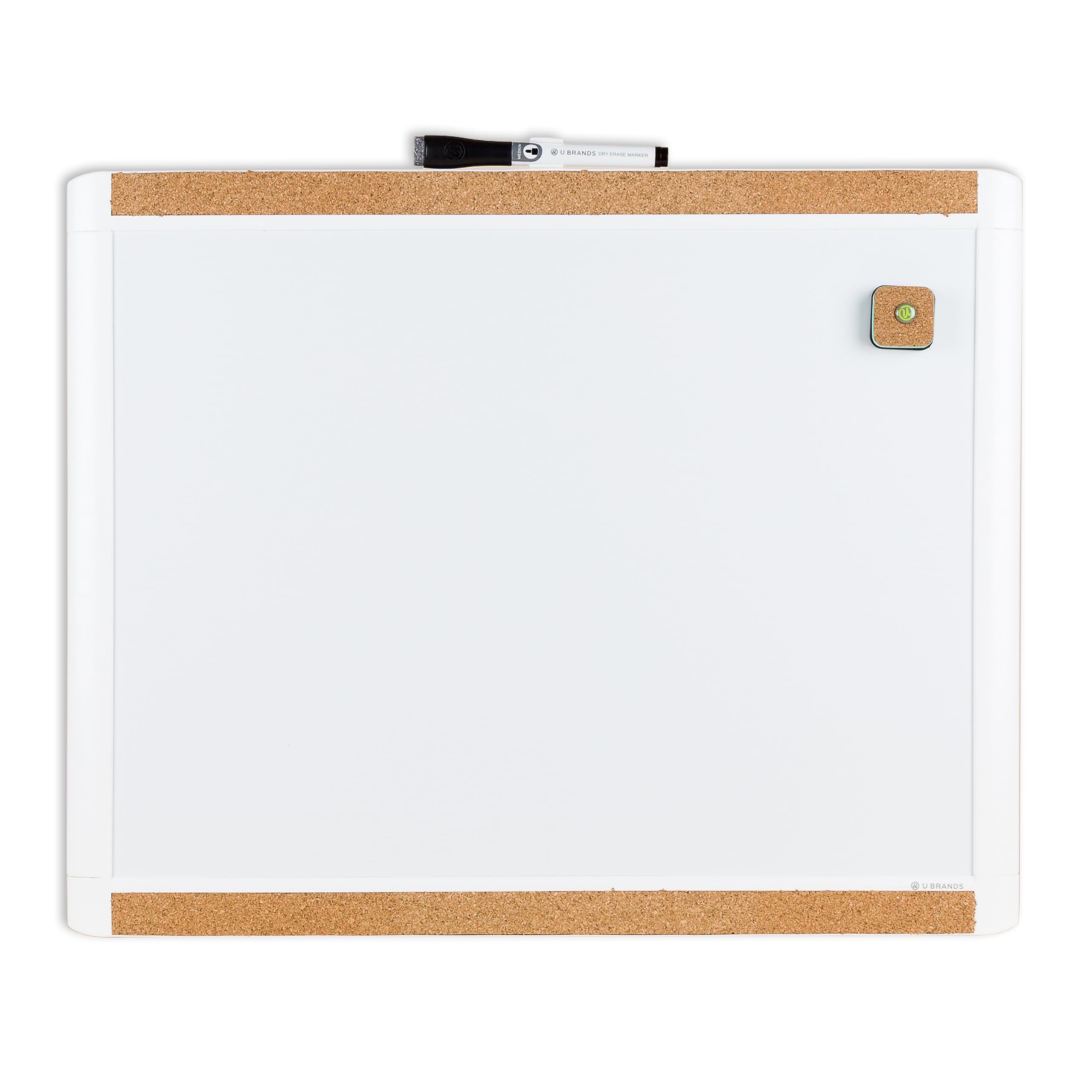 U Brands Whiteboard, Magnetic Dry Wipe Board 51x41 cm with White Pin-It Frame, Includes Marker, Marker Clip and Magnet, Small Wall White Board for Home, Office, School, Planning