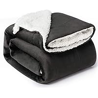 Bedsure Sherpa Fleece Blanket Twin Size Dark Grey Plush Blanket Fuzzy Soft Blanket Microfiber