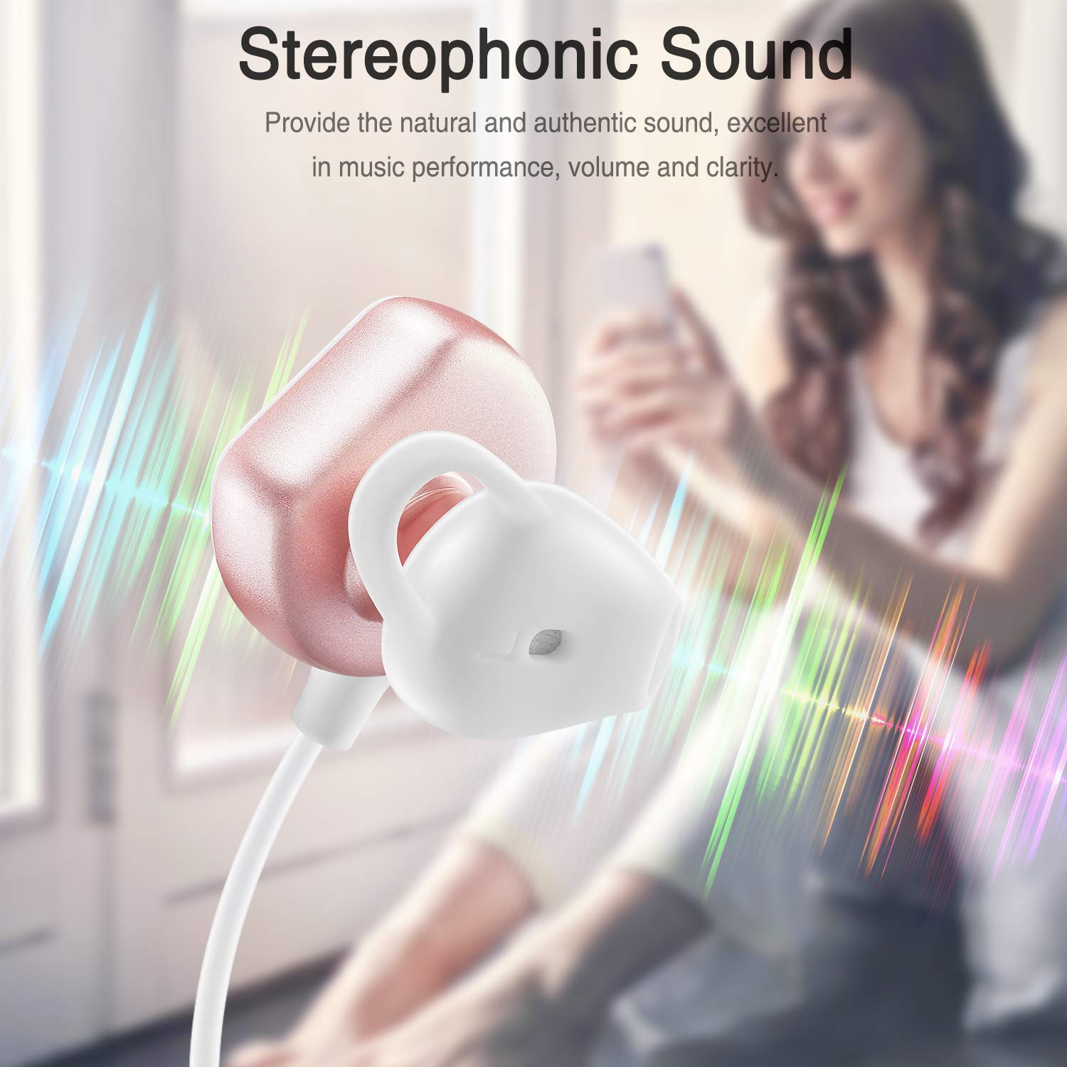 Bluetooth Sports Wireless Headphones, Running Wireless Headphones lightweight Earphones Noise Canceling in Ear Magnetic Earbuds for Running, Cycling, Gym, Travelling and More (Rose Gold)