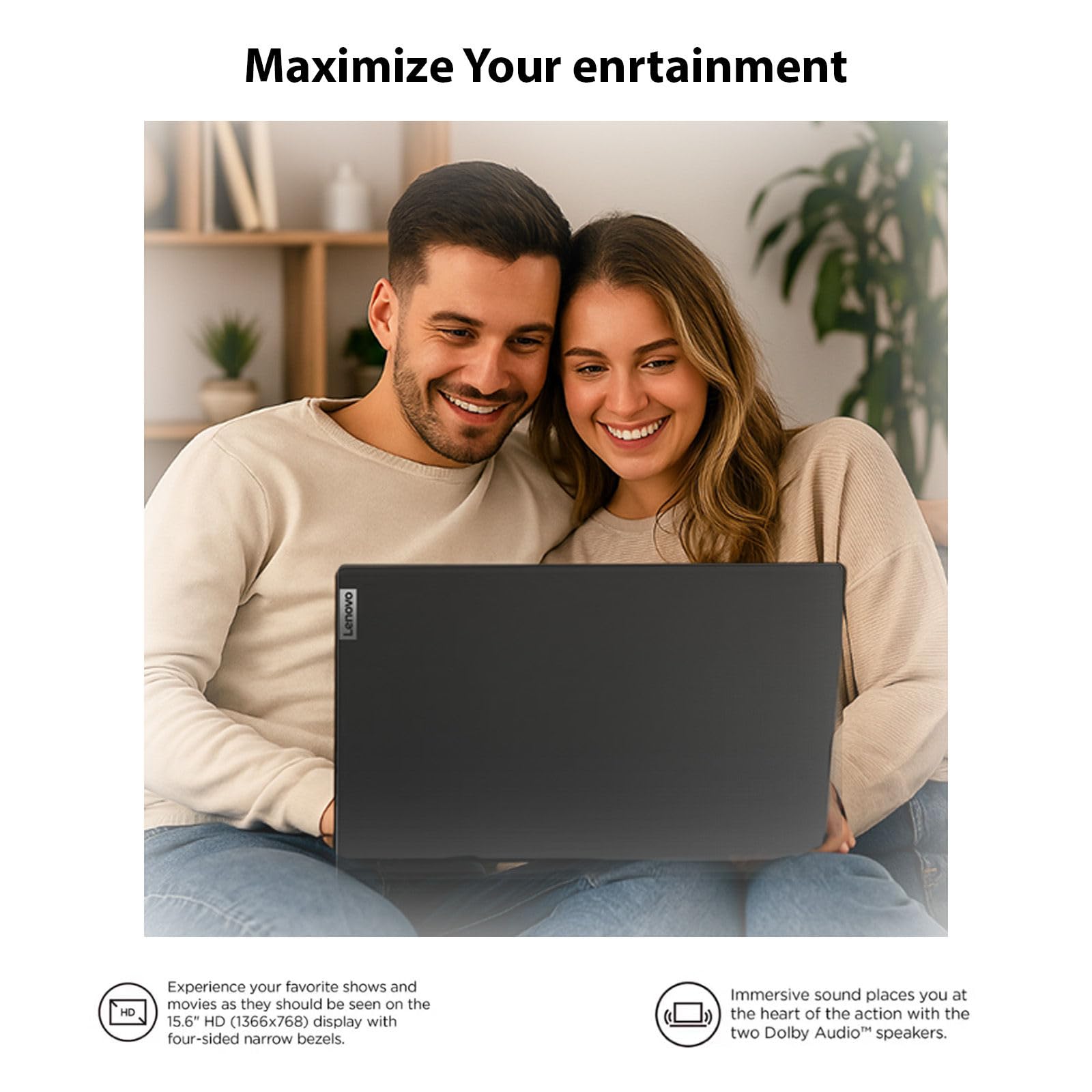 Portátil Lenovo | Núcleo Intel| 15.6 Pantalla antirreflejo | 1 año de Office 365 | 8 GB de RAM | SSD de 128 GB + eMMC de 128 GB | Almacenamiento en la nube de 1 TB | Batería de 11 horas | Windows11 | Wifi 6| USB de recuperación WOWPC