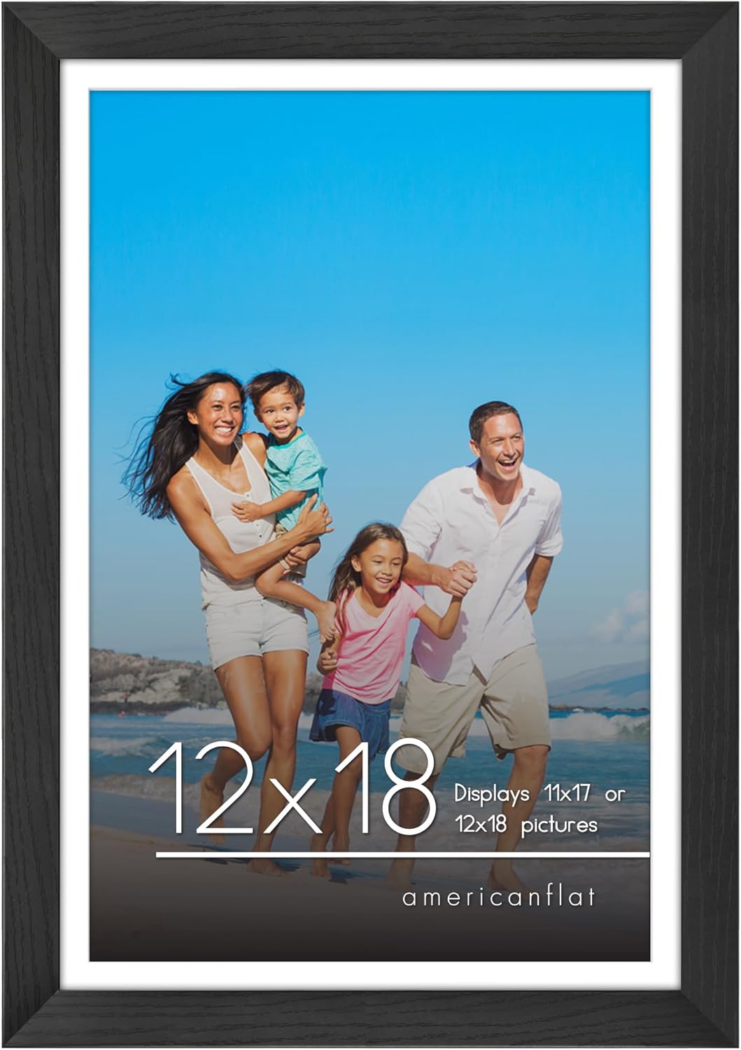 Photo Albums, Frames & Accessories - Americanflat 12x18 Poster Frame in Black - Use as 11x17 Picture Frame with Mat or 12x18 Frame Without Mat - Wide Frame, Shatter Resistant Glass with Built-in Hanging Hardware for Wall