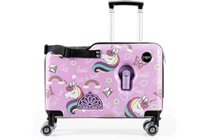 Younglingz LIL FLYER GO Version 2 Ride On Suitcase for Kids | Carry On Luggage with Toddler Seat, Foldable Handlebars, Pedals, and Removable Wheels | Holds up to 80 lbs | Glam | Ages 2-6