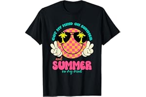 GROOVY HAPPY FACE GOT MY MIND ON SUMMER TEACHER Groovy Happy Face Summer Vibes Got My Mind On Summer Teacher T-Shirt