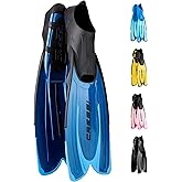 Cressi Adult Snorkeling Fins with Self-Adjustable Comfortable Full Foot Pocket | Perfect for Traveling | Agua: made in Italy