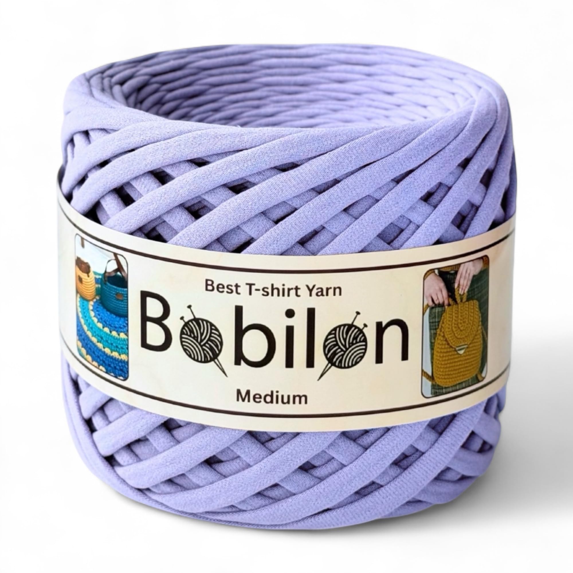 T-Shirt Yarn Fettuccini Zpagetti Style, 7-9 mm Tshirt Yarn for Crocheting, Knitting Yarn Ball, T Yarn Organic, Macrame T-Yarn, Ribbon Yarn 100% Cotton Fabric, Jersey Yarn Lavender