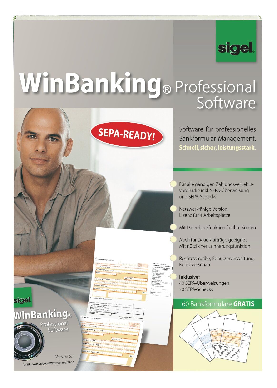 Sigel SW235 WinBanking Professional, Software for Bank Form Management Includes Bank Forms Assorted