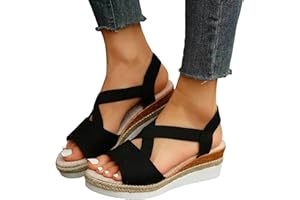 GENERIC Platform Wedge Sandals for Women,Espadrille Sandals for Women Summer Dressy 2024 Open Toe Ankle Strap Wedge Heels Sandals Comfortable Anti Slip Beach Boho Orthopedic Sandals Casual