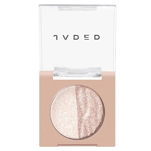 Champagne Highlighter Palette - 2-Tone Glowy Brighten Eyeshadow & Makeup Powder Long-Lasting Contour Facial Highlighter Powder Soft Glow