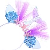 BQWanFA 2 PCS Glitter Mermaid Headband Mermaid Hair Accessories Glitter Mermaid Mesh Hair Hoop Headdress for Wedding Party Kids Girls Women