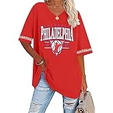 SFHFY Baseball Jersey Women: Oversized Baseball Mom Shirt V Neck Baseball Team Tee Casual Game Day Sport Top
