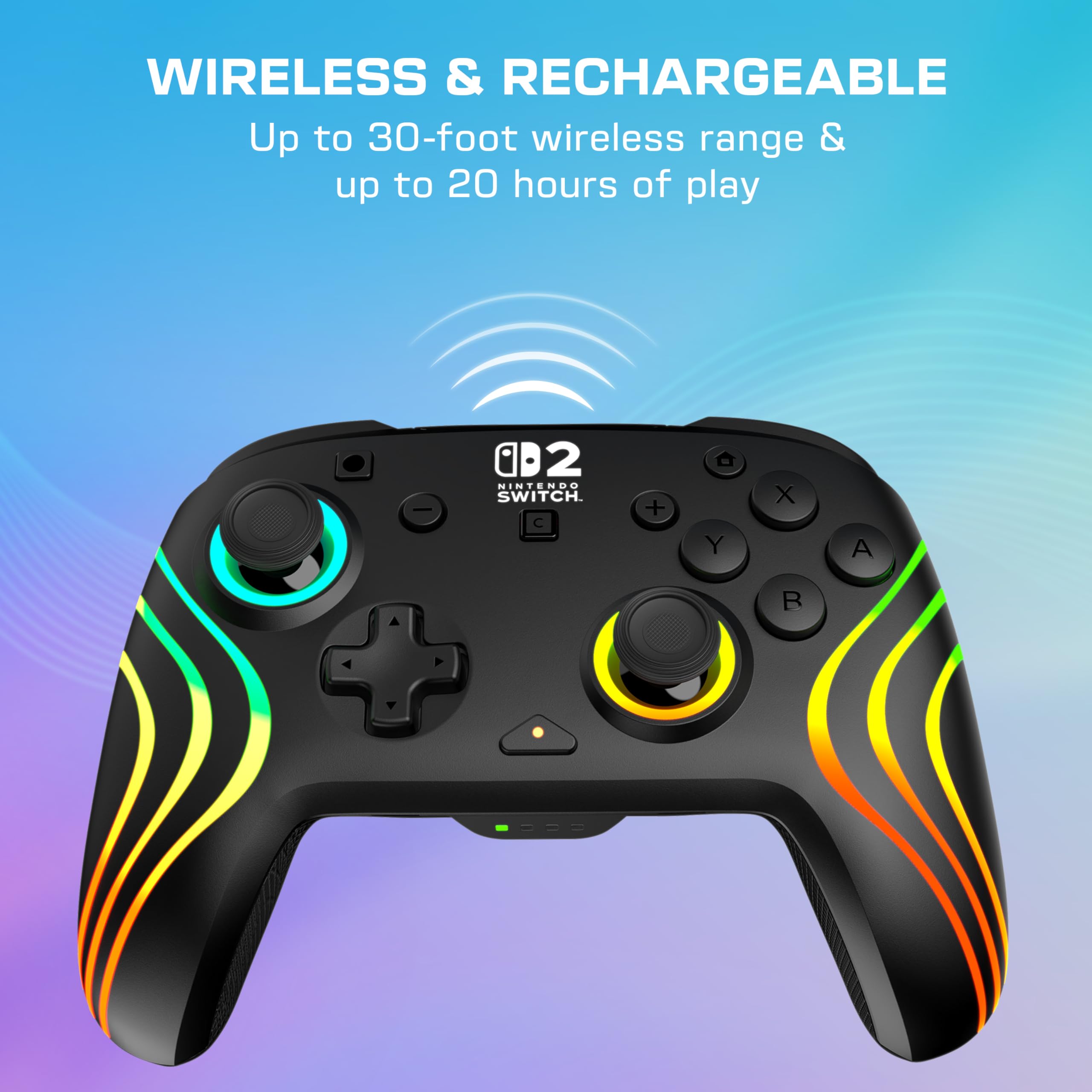 Turtle Beach Afterglow Wave Schwarz Kabelloser RGB-Gaming-Controller offiziell lizenziert für Nintendo Switch 2 5