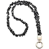 MyfavoriteK Teacher Scrunchie Lanyard for ID Badge, Thin Stretchy Elastic Neck Keychain, Cute Hands Free Accessory for School