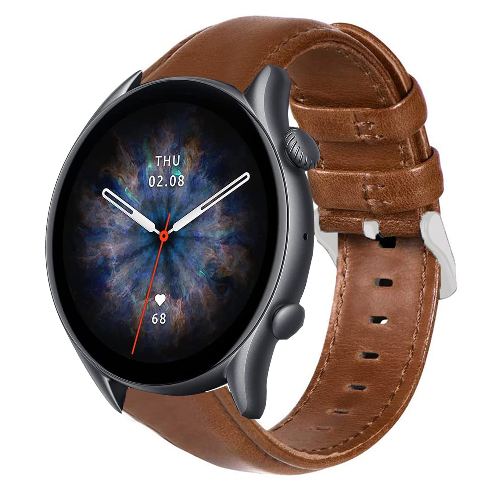 Giaogor Compatible with Amazfit GTR 3 Pro Band, Crazy Leather Strap Replacement Band Straps Compatible for Amazfit GTR 2 / GTR 3 / GTR 3 Pro Smartwatch (Crazy Horse-Brown)