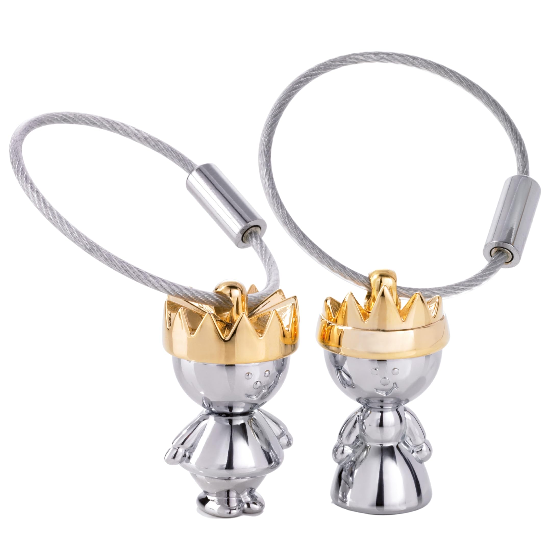 Troika Little King & Little Queen - KR9-38/CH - Keyring - cast Metal - Shiny - Chrome Plated - Silver, Gold - Troika Original