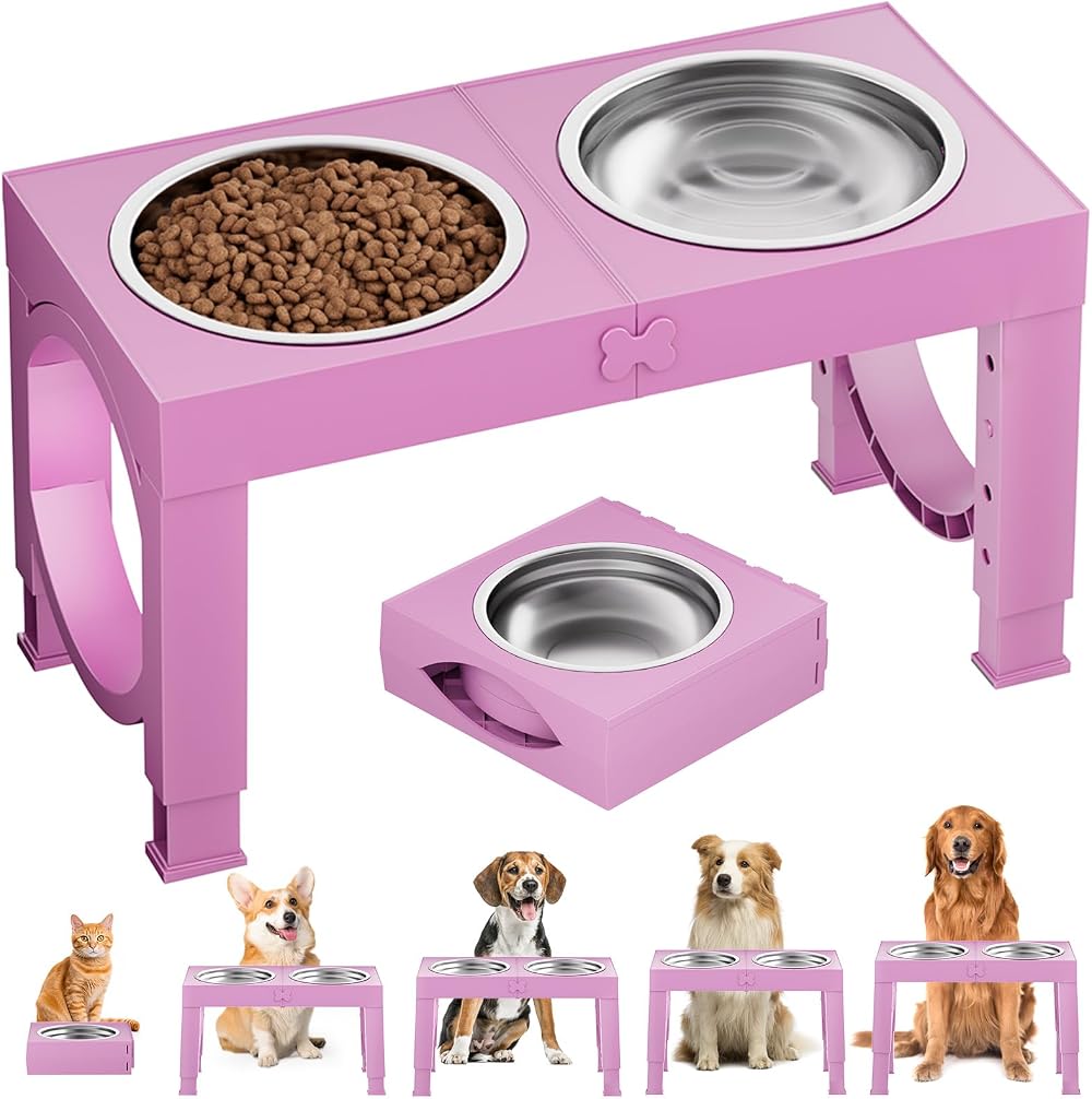 Aystkniet Raised Dog Bowls with Stand 5 Height Adjustable 8–35 cm