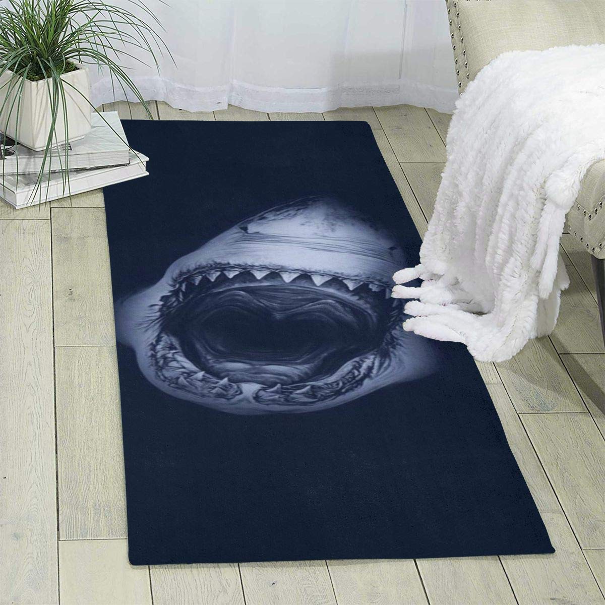 Amazon Com Ap Roon Evil Shark Area Rug Print Living Room