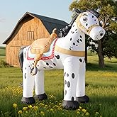 6FT Farm Inflatables Cowboy Horse Appaloosa, Ranch Blow up Animals Cowboy Party Decorations, Wild West Christmas Holiday Spring Outdoor Yard Built-in LED Lights Lawn Outside