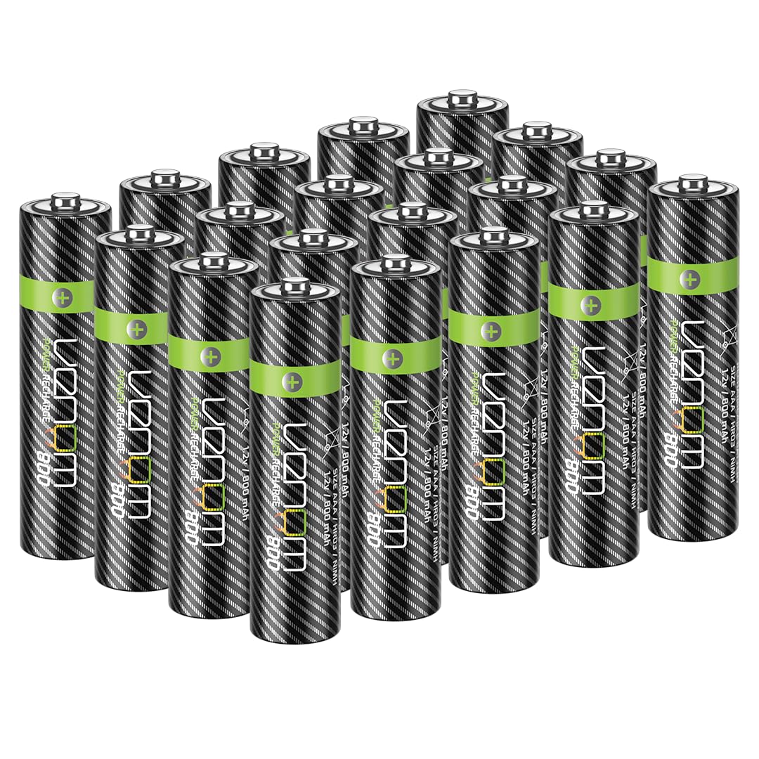 Venom Rechargeable AAA Batteries - High Capacity 800mAh (Pack of 20)