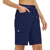 MoFiz Women's 10" Hiking Cargo Shorts 6 Pockets Lightweight Quick Dry Outdoor Running Athletic Short Summer Travel Loose